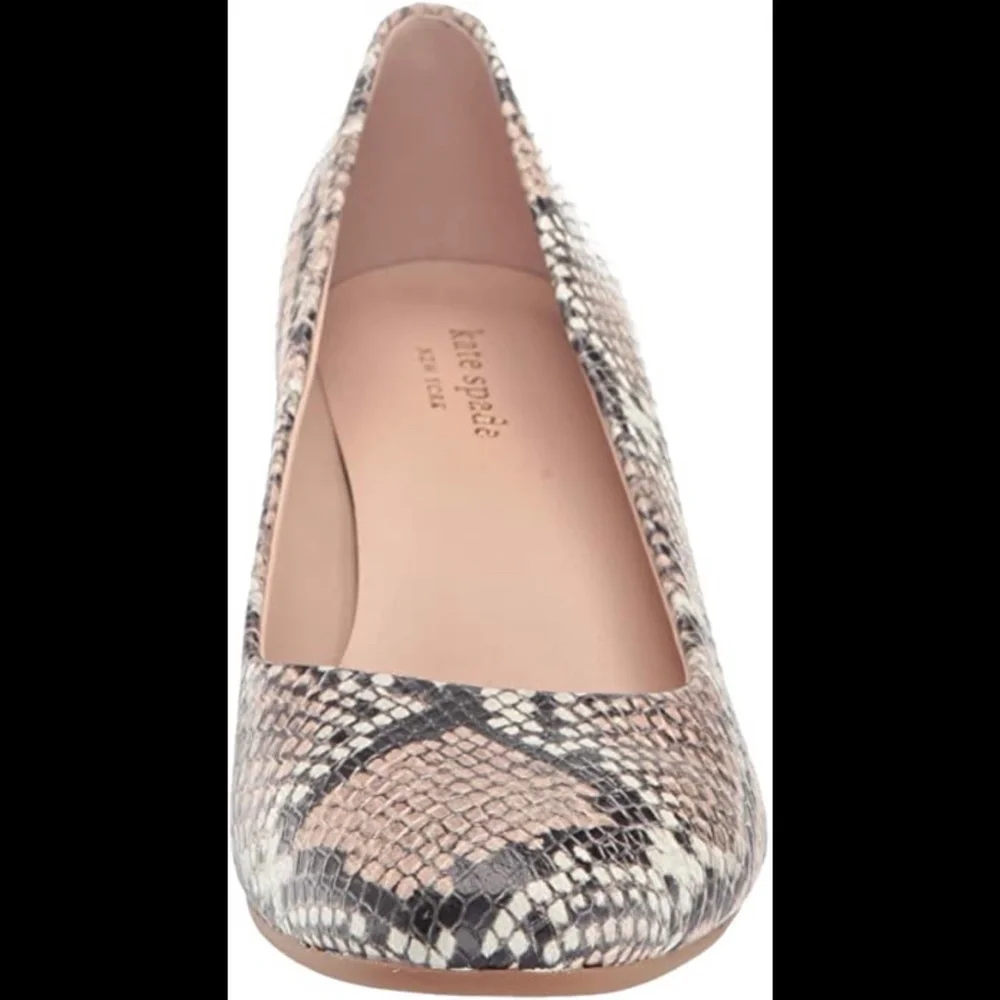 Kate Spade Beverly Snake‑Print Block Heel Pumps Slip‑On Round Toe Shoe Heels 9